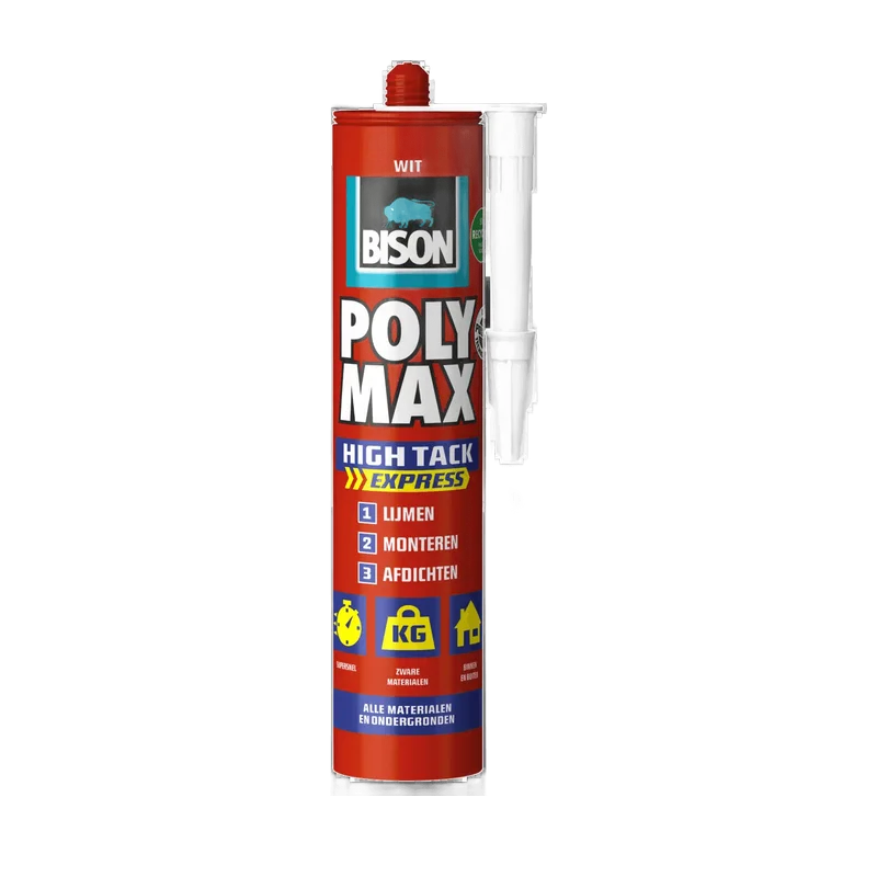 Bison Poly Max High Tack Express – wit, koker 425 g