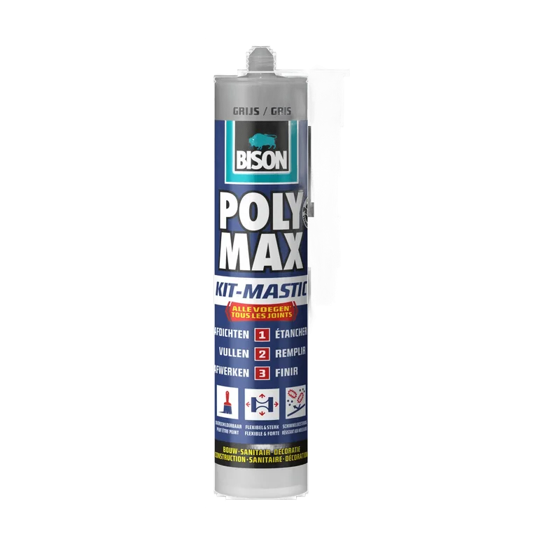 Bison Poly Max Kit – grijs, koker 280 ml