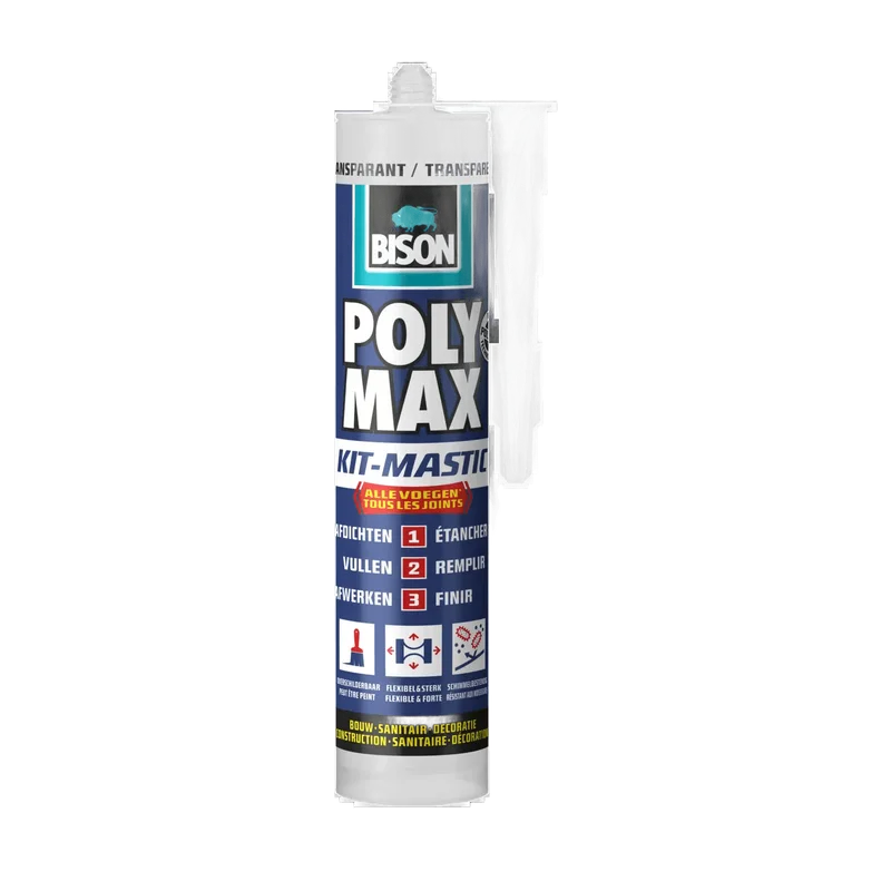 Bison Poly Max Kit – transparant, koker 280 ml