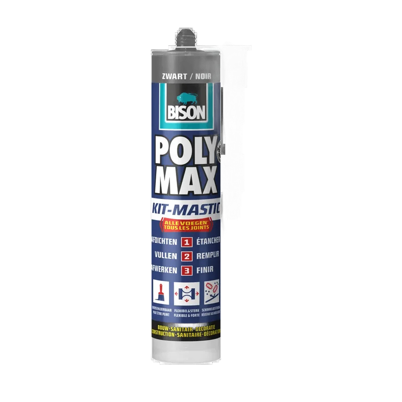 Bison Poly Max Kit – zwart, koker 280 ml