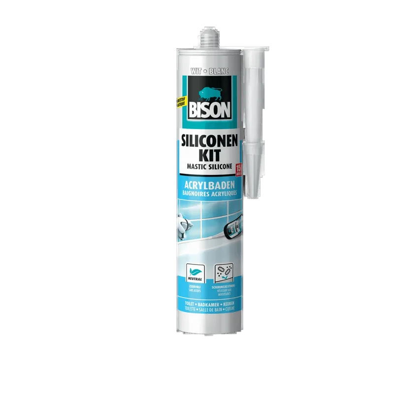 Bison Siliconenkit Acrylbaden – wit, koker 300 ml
