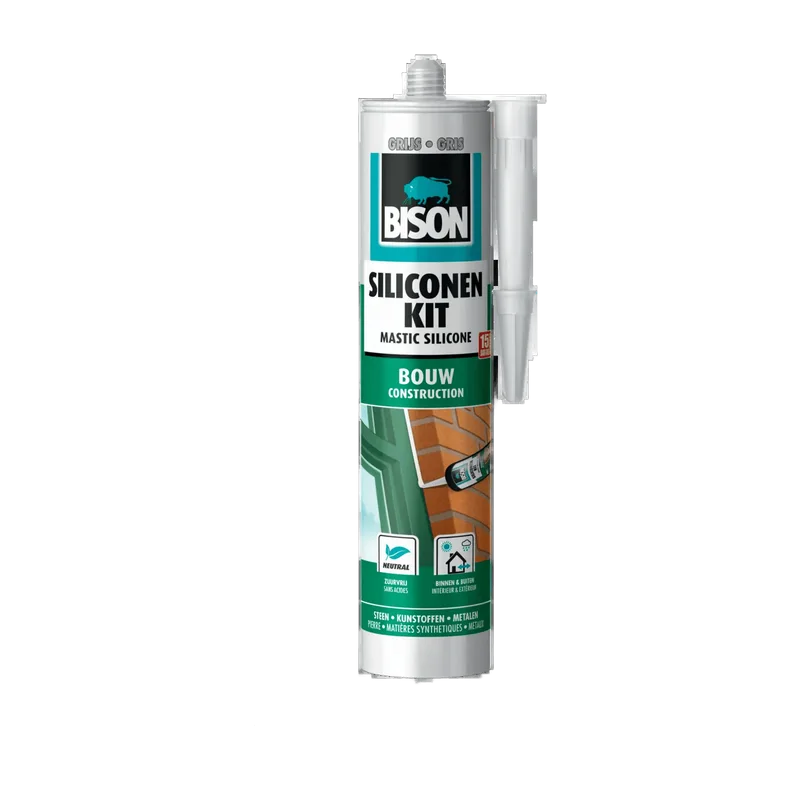 Bison Siliconenkit Bouw – grijs, koker 300 ml