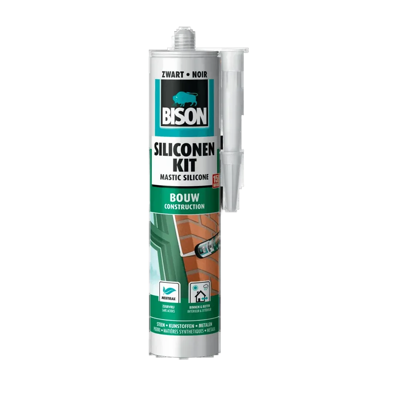 Bison Siliconenkit Bouw – zwart, koker 300 ml