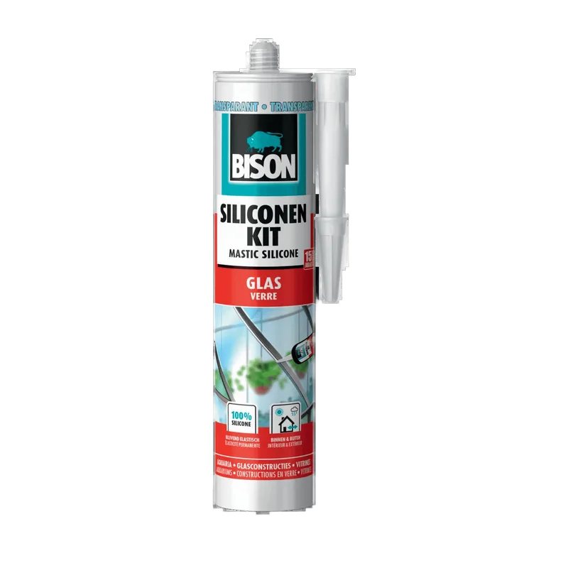 Bison Siliconenkit Glas – transparant, koker 300 ml