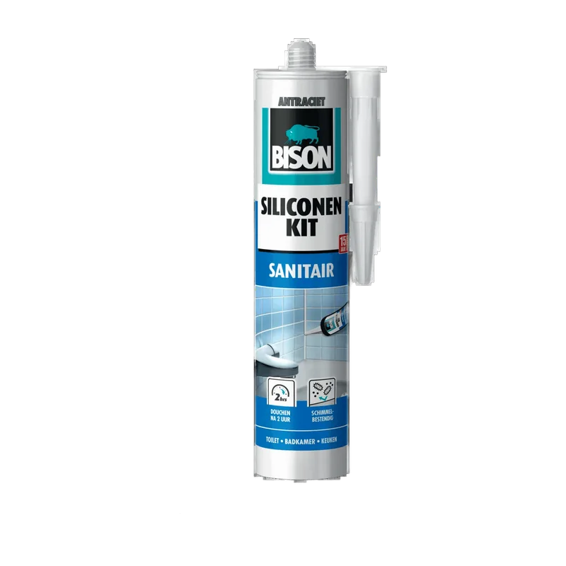 Bison Siliconenkit Sanitair – antraciet, koker 300 ml
