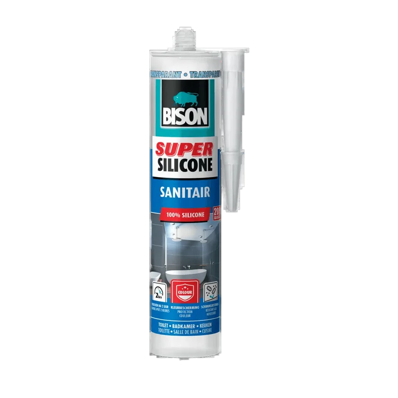 Bison Super Silicone Sanitair – transparant, koker 300 ml