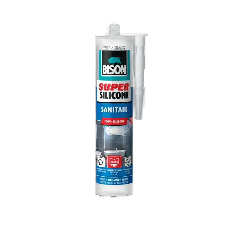 Bison Super Silicone Sanitair – wit, koker 300 ml
